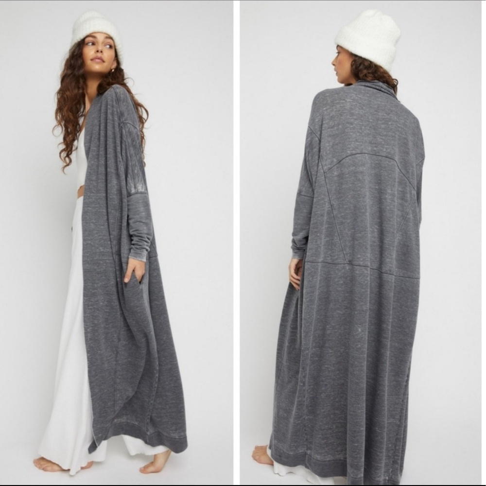 Free People Cozy Cool Girl Cardigan Sweater Small Faded Washed Black S